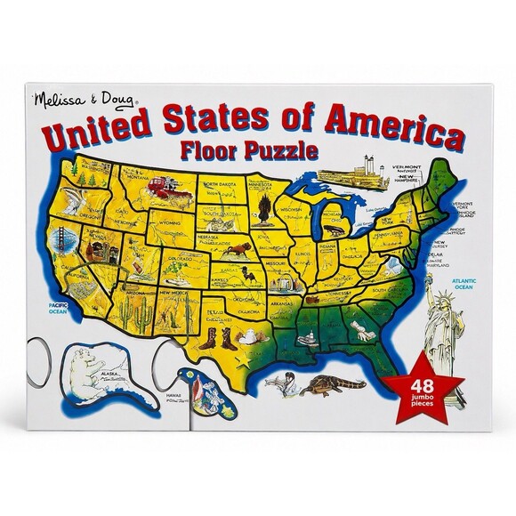 Melissa & Doug Other - Melissa & Doug Puzzle‎ USA Map Floor 48 Jumbo Pieces Educational Kids Toy New